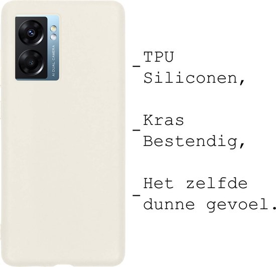 BASEY. Hoes Geschikt voor OPPO A77 Hoesje Siliconen Back Cover Case Met 2x Screenprotector - Hoesje Geschikt voor OPPO A77 Hoes Cover Hoesje - Wit
