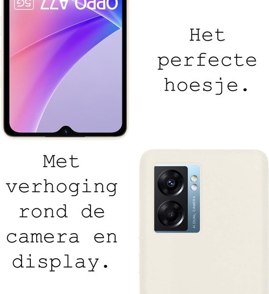 BASEY. Hoes Geschikt voor OPPO A77 Hoesje Siliconen Back Cover Case Met 2x Screenprotector - Hoesje Geschikt voor OPPO A77 Hoes Cover Hoesje - Wit