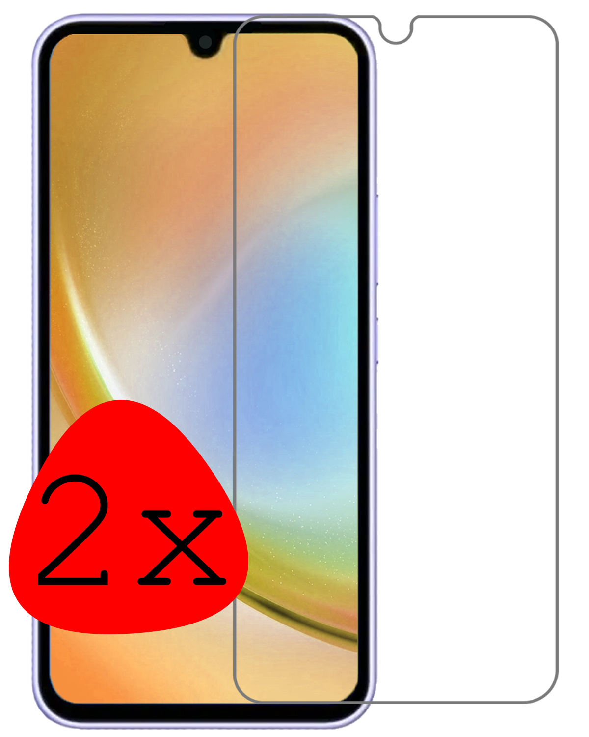 BASEY. Screenprotector Geschikt voor Samsung A34 Screenprotector Tempered Glass - Screenprotector Geschikt voor Samsung Galaxy A34 Beschermglas Screen Protector Glas - 2 Stuks