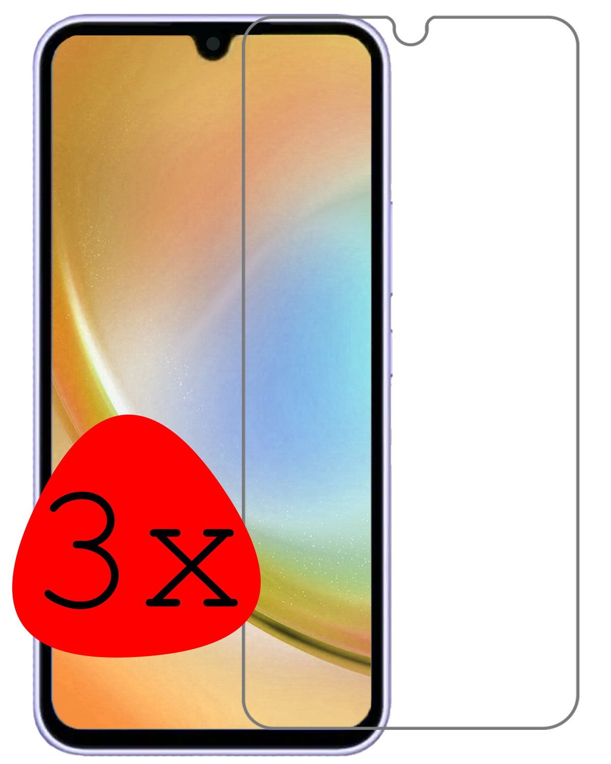 BASEY. Screenprotector Geschikt voor Samsung A34 Screenprotector Tempered Glass - Screenprotector Geschikt voor Samsung Galaxy A34 Beschermglas Screen Protector Glas - 3 Stuks