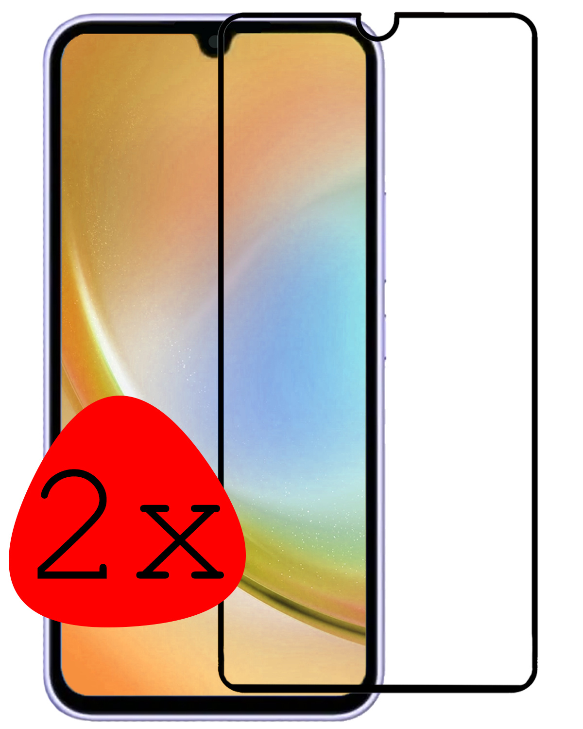 BASEY. Screenprotector Geschikt voor Samsung A34 Screenprotector Beschermglas Full Cover - Screenprotector Geschikt voor Samsung Galaxy A34 Screen Protector Full Cover - 2 Stuks