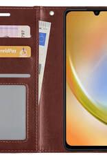 Hoes Geschikt voor Samsung A34 Hoesje Bookcase Hoes Flip Case Book Cover - Hoesje Geschikt voor Samsung Galaxy A34 Hoes Book Case Hoesje - Bruin