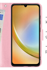 Hoes Geschikt voor Samsung A34 Hoesje Bookcase Hoes Flip Case Book Cover - Hoesje Geschikt voor Samsung Galaxy A34 Hoes Book Case Hoesje - Lichtroze