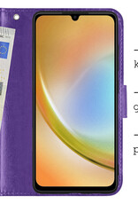 Hoes Geschikt voor Samsung A34 Hoesje Bookcase Hoes Flip Case Book Cover - Hoesje Geschikt voor Samsung Galaxy A34 Hoes Book Case Hoesje - Paars