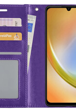 BASEY. Hoes Geschikt voor Samsung A34 Hoesje Bookcase Hoes Flip Case Book Cover - Hoesje Geschikt voor Samsung Galaxy A34 Hoes Book Case Hoesje - Paars