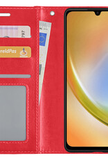 Hoes Geschikt voor Samsung A34 Hoesje Bookcase Hoes Flip Case Book Cover - Hoesje Geschikt voor Samsung Galaxy A34 Hoes Book Case Hoesje - Rood