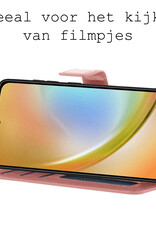 BASEY. Hoes Geschikt voor Samsung A34 Hoesje Bookcase Hoes Flip Case Book Cover - Hoesje Geschikt voor Samsung Galaxy A34 Hoes Book Case Hoesje - Rosé goud