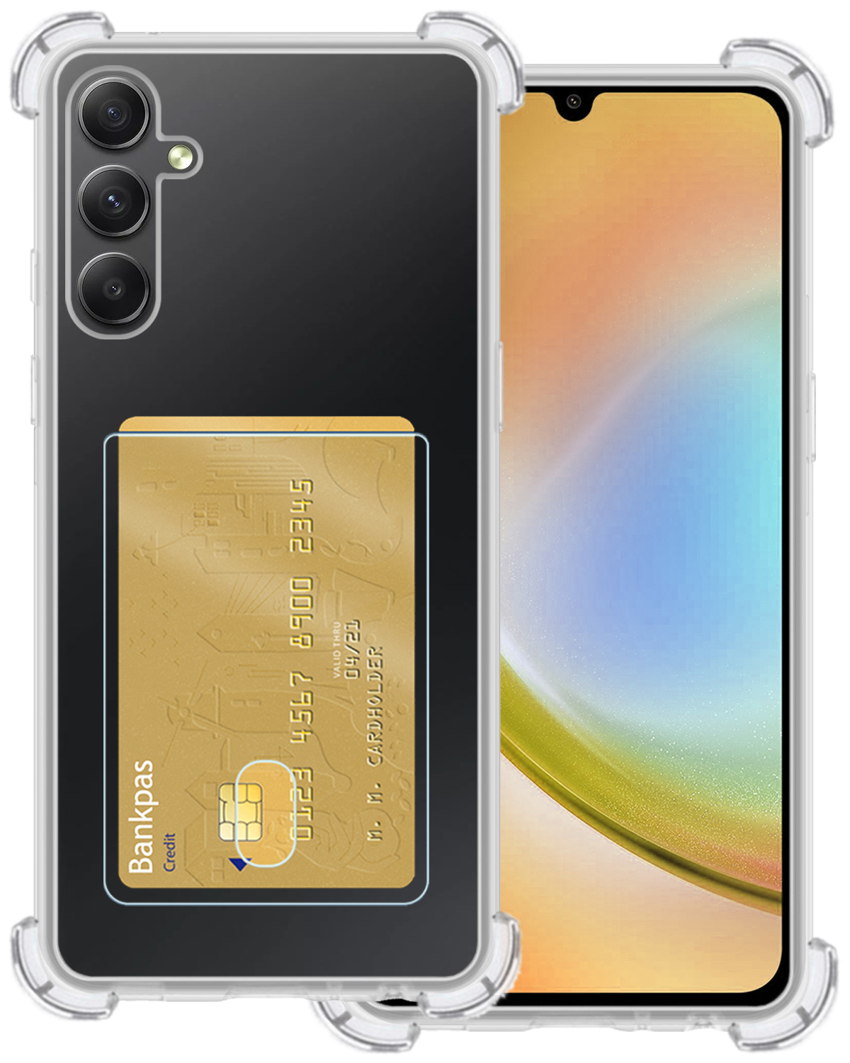 BASEY. Hoes Geschikt voor Samsung A34 Hoesje Shock Proof Case Hoes - Hoesje Geschikt voor Samsung Galaxy A34 Hoes Cover Shockproof - Transparant