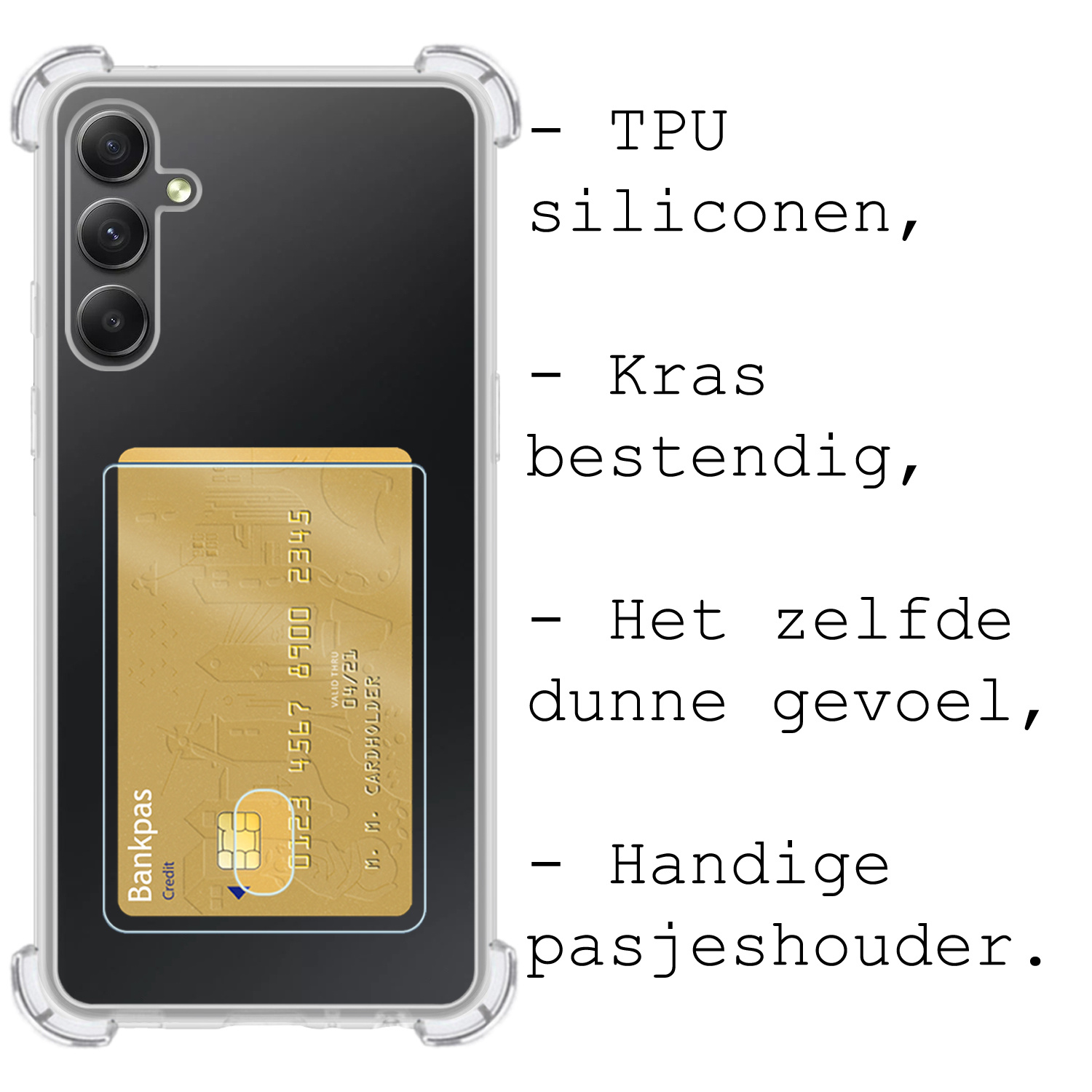 BASEY. Hoes Geschikt voor Samsung A34 Hoesje Shock Proof Case Hoes - Hoesje Geschikt voor Samsung Galaxy A34 Hoes Cover Shockproof - Transparant