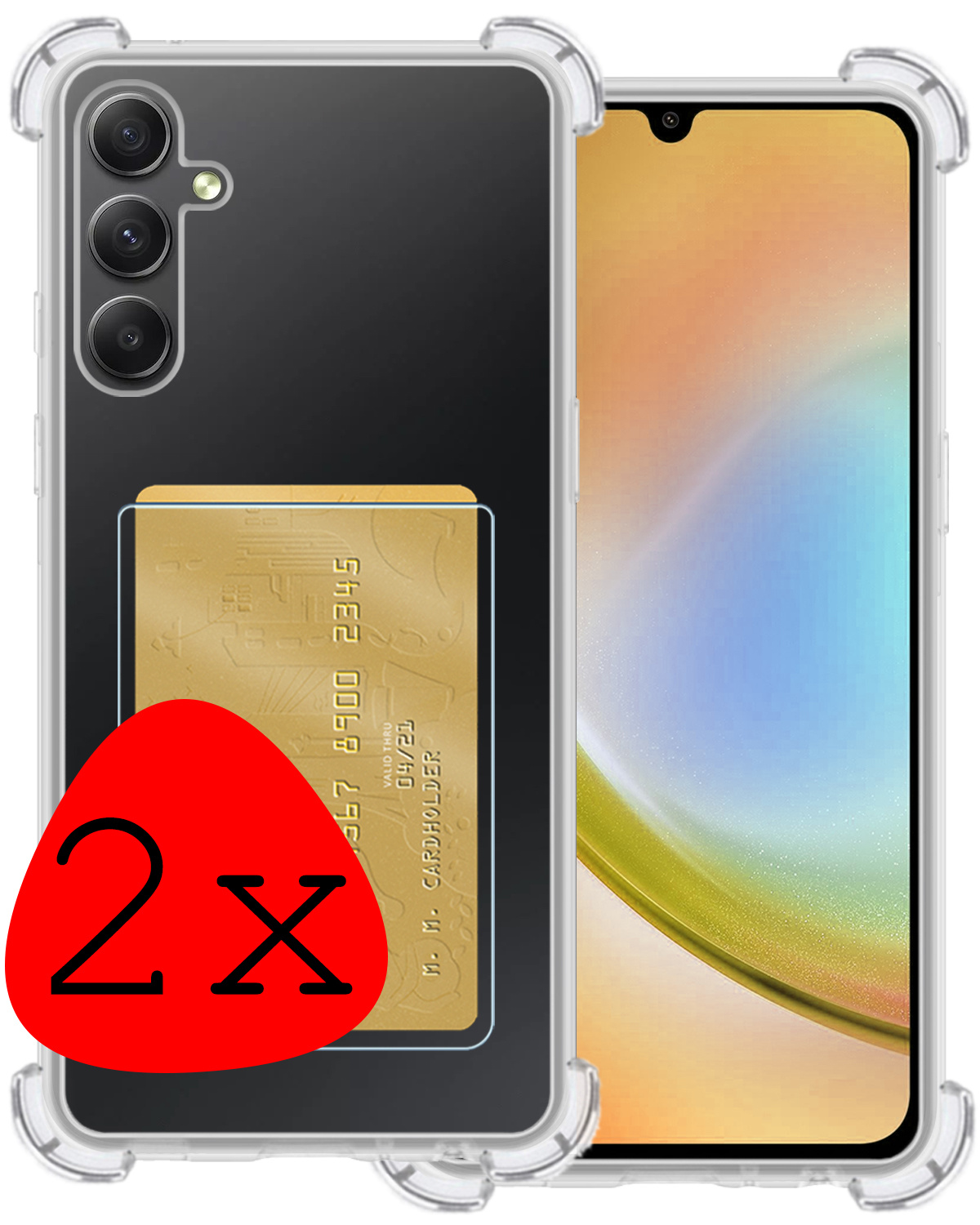 BASEY. Hoes Geschikt voor Samsung A34 Hoesje Shock Proof Case Hoes - Hoesje Geschikt voor Samsung Galaxy A34 Hoes Cover Shockproof - Transparant - 2 Stuks