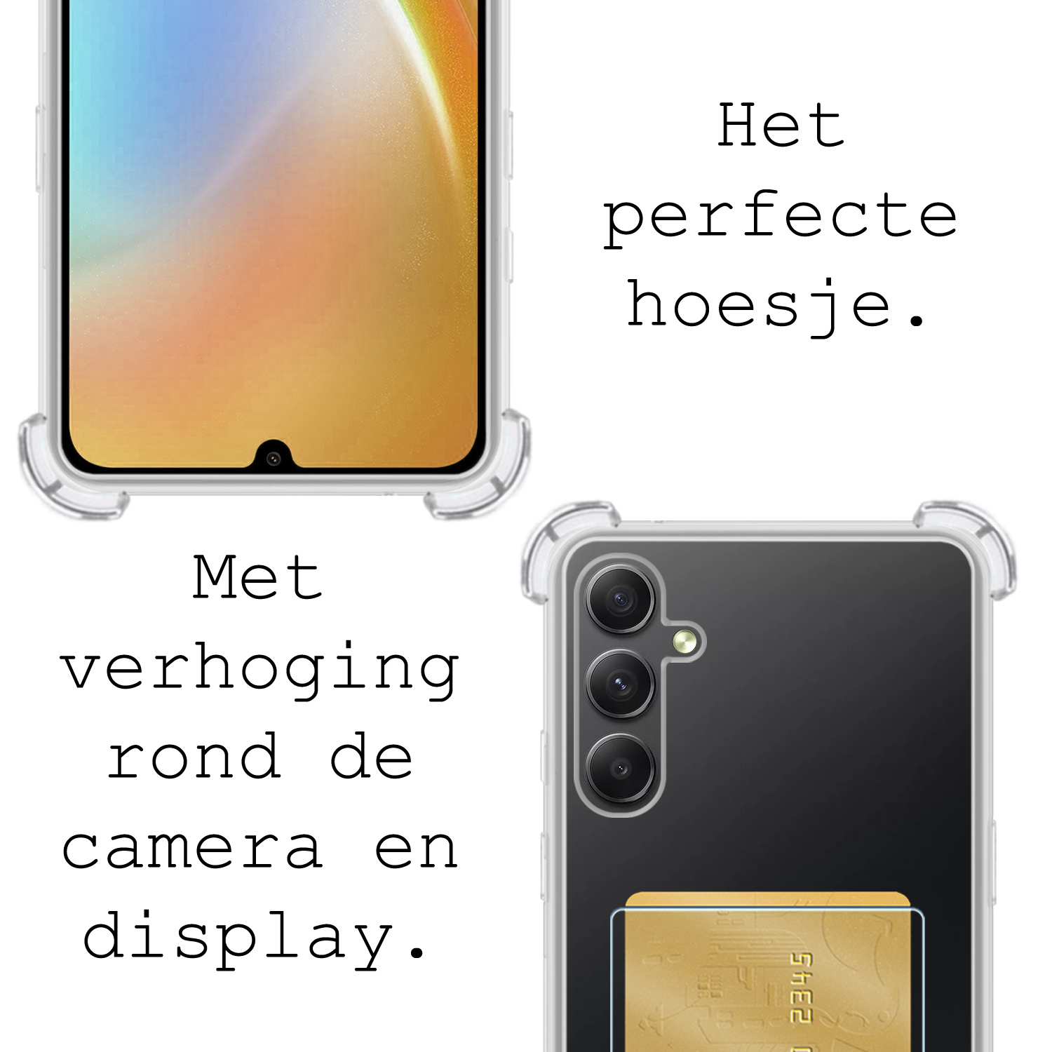 BASEY. Hoes Geschikt voor Samsung A34 Hoesje Shock Proof Case Hoes - Hoesje Geschikt voor Samsung Galaxy A34 Hoes Cover Shockproof - Transparant - 2 Stuks