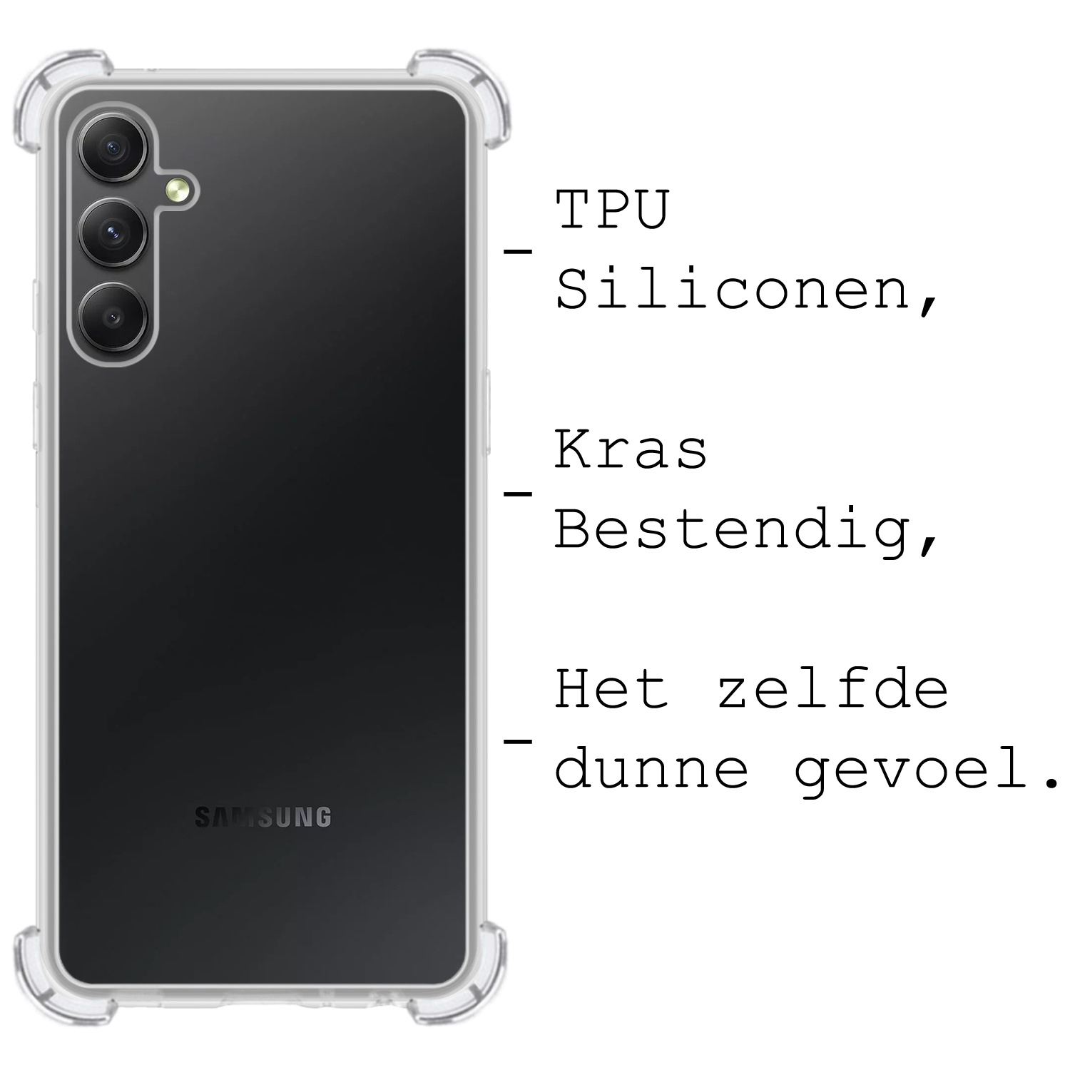 BASEY. Hoes Geschikt voor Samsung A34 Hoesje Shock Proof Case Hoes Siliconen - Hoesje Geschikt voor Samsung Galaxy A34 Hoes Cover Shockproof - Transparant