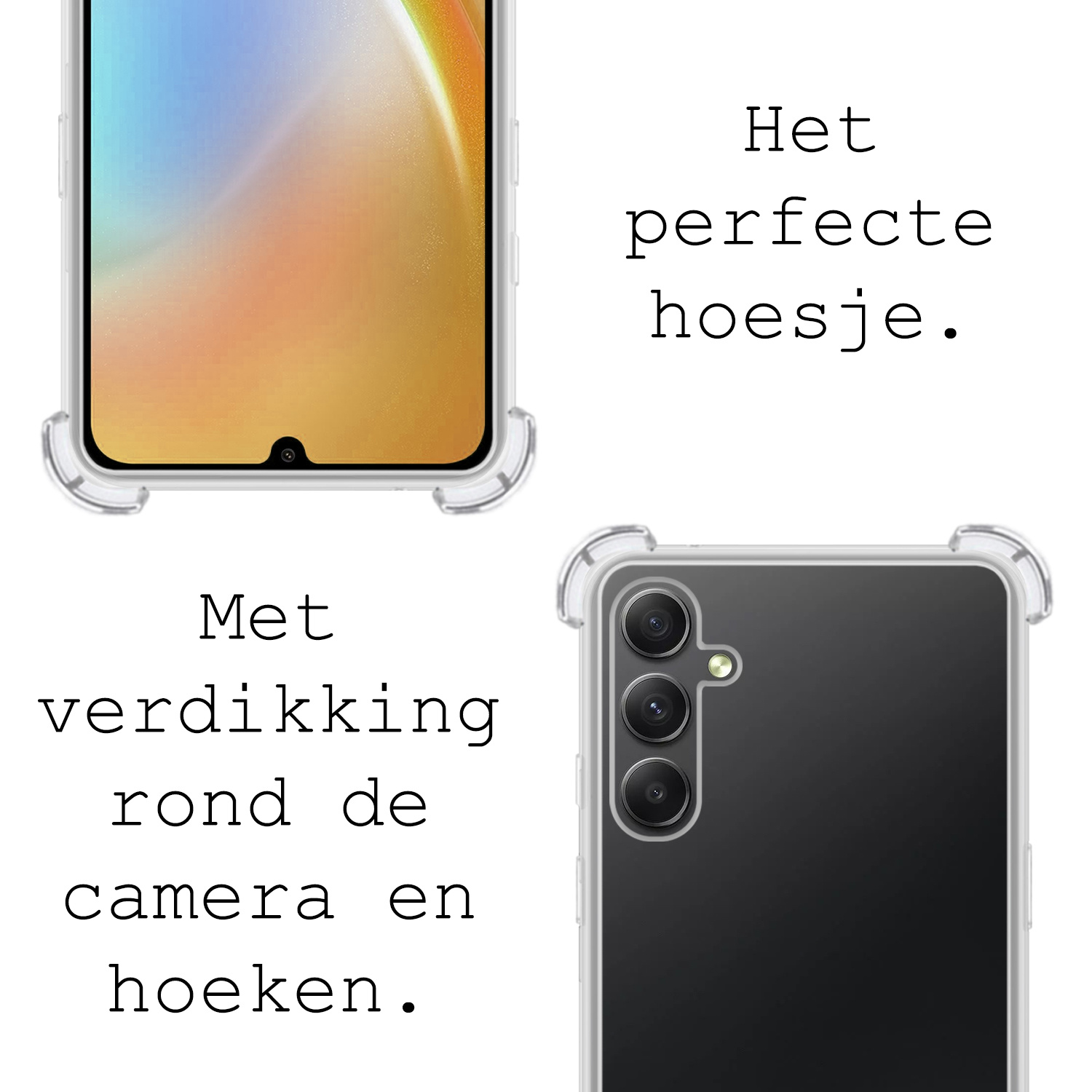 BASEY. Hoes Geschikt voor Samsung A34 Hoesje Shock Proof Case Hoes Siliconen - Hoesje Geschikt voor Samsung Galaxy A34 Hoes Cover Shockproof - Transparant - 2 Stuks