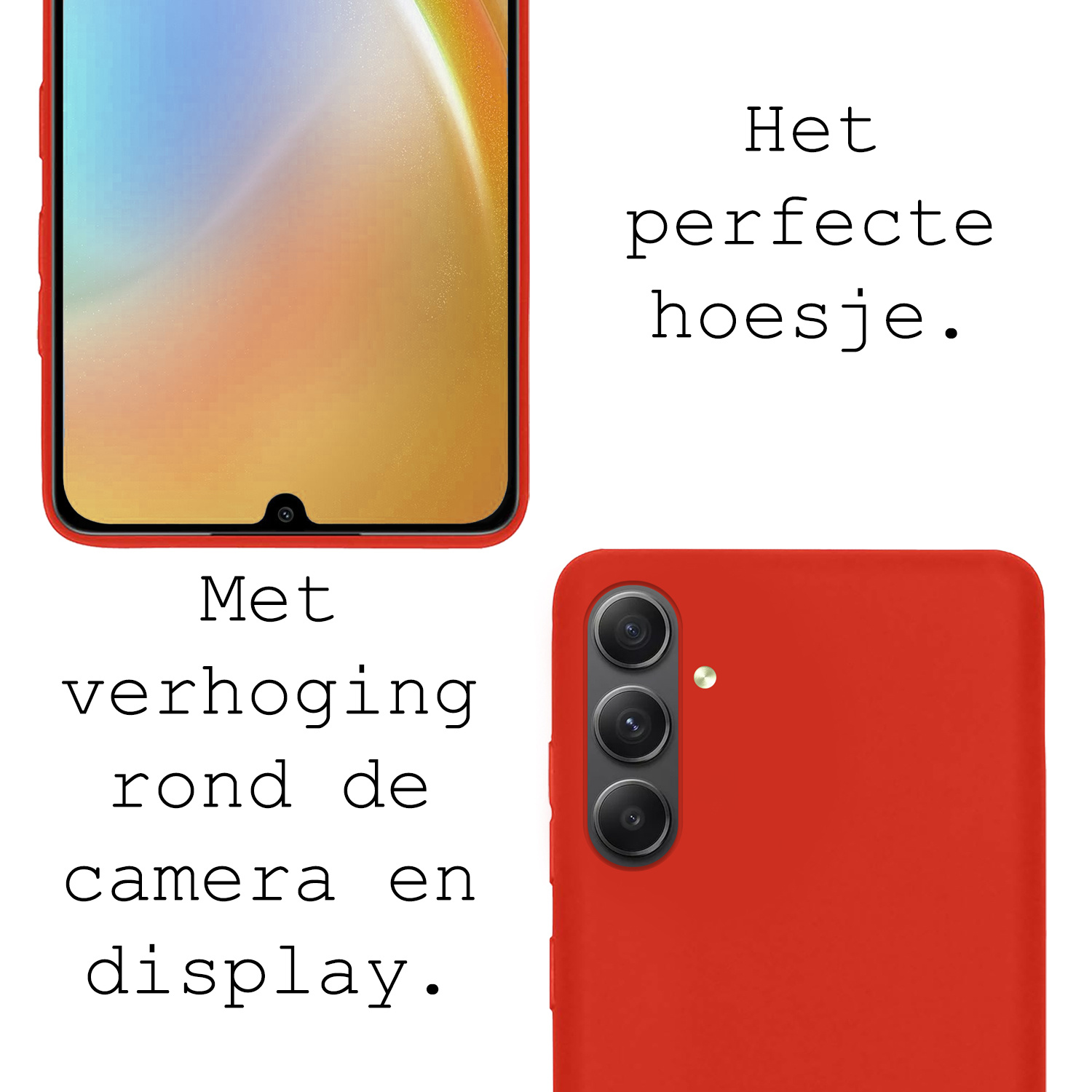 BASEY. Hoes Geschikt voor Samsung A34 Hoesje Siliconen Back Cover Case - Hoesje Geschikt voor Samsung Galaxy A34 Hoes Cover Hoesje - Rood