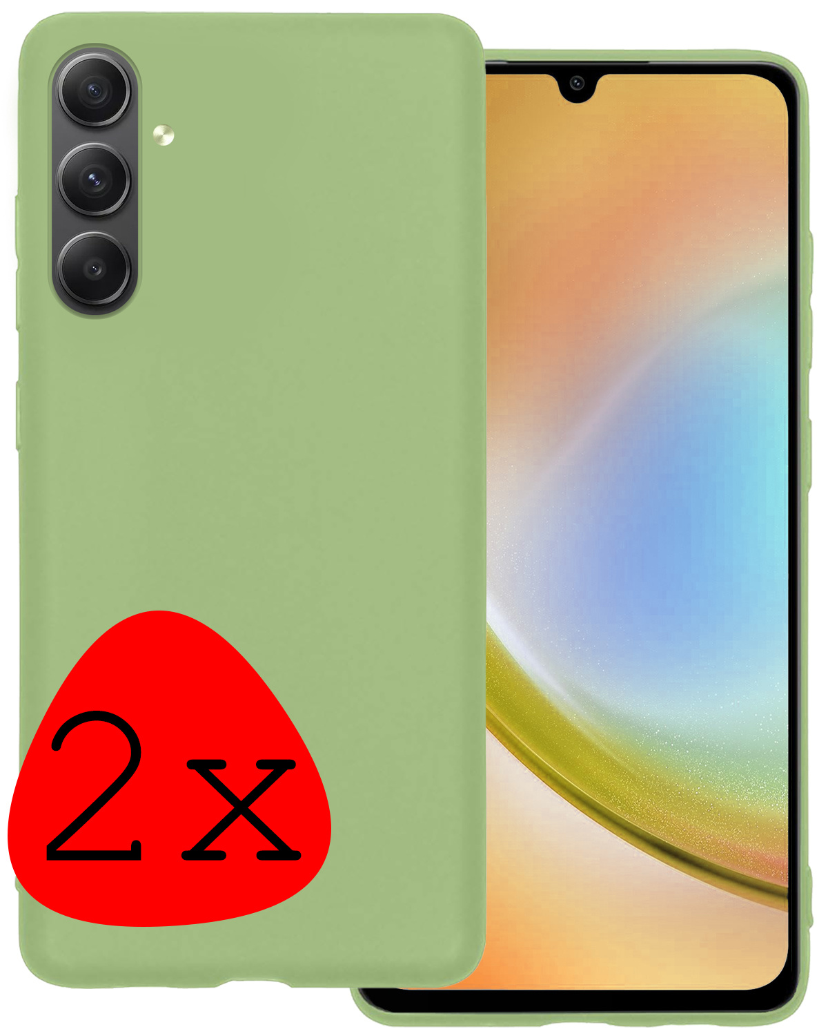 BASEY. Hoes Geschikt voor Samsung A34 Hoesje Siliconen Back Cover Case - Hoesje Geschikt voor Samsung Galaxy A34 Hoes Cover Hoesje - Groen - 2 Stuks