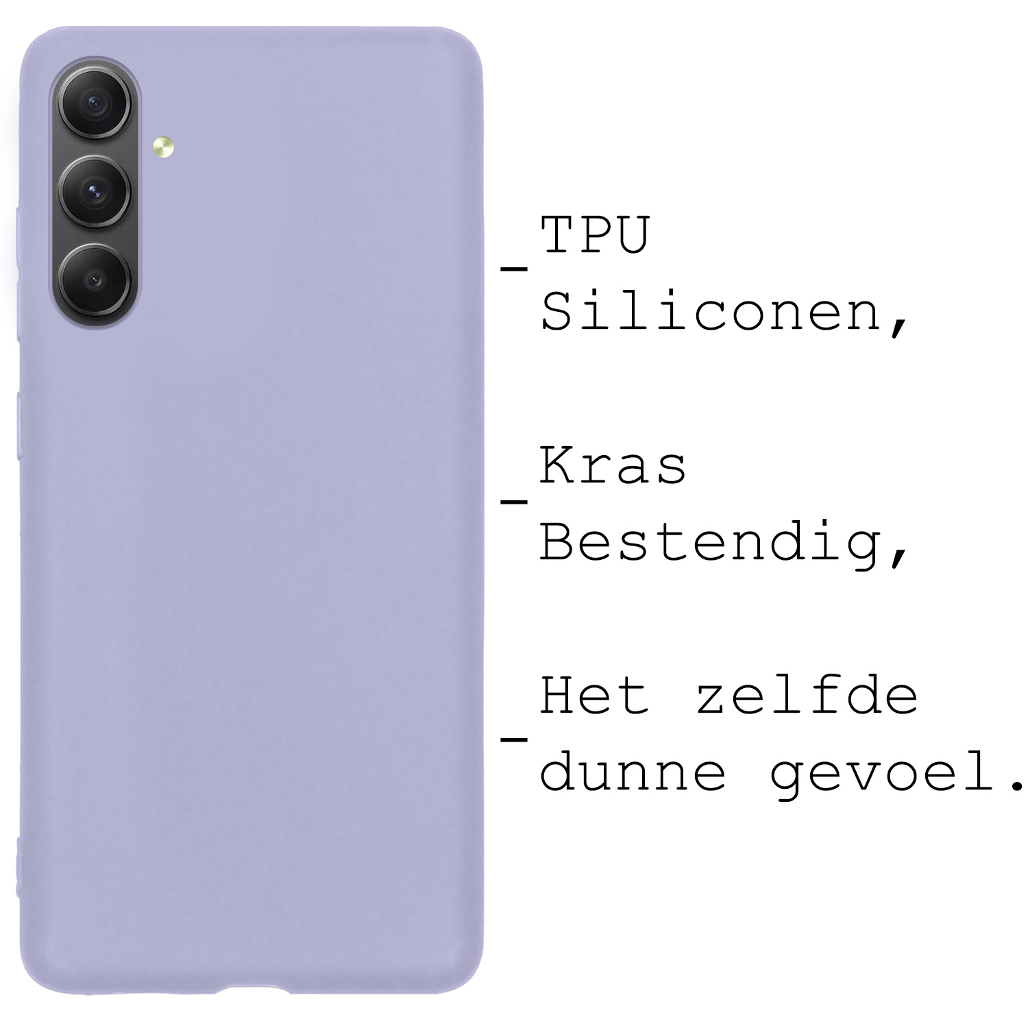 BASEY. Hoes Geschikt voor Samsung A34 Hoesje Siliconen Back Cover Case - Hoesje Geschikt voor Samsung Galaxy A34 Hoes Cover Hoesje - Lila - 2 Stuks