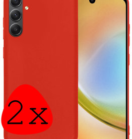 BASEY. Samsung Galaxy A34 Hoesje Siliconen - Rood - 2 PACK
