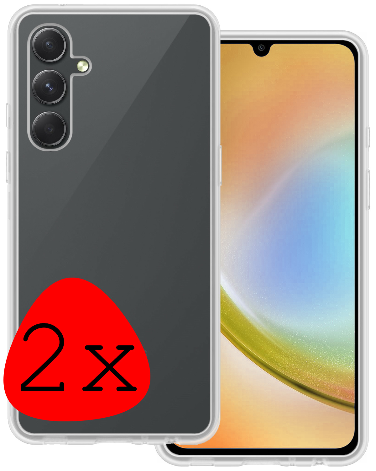 BASEY. Hoes Geschikt voor Samsung A34 Hoesje Siliconen Back Cover Case - Hoesje Geschikt voor Samsung Galaxy A34 Hoes Cover Hoesje - Transparant - 2 Stuks