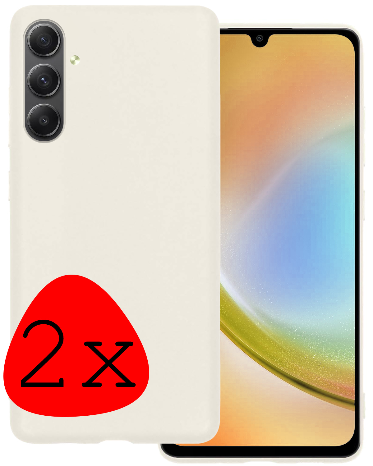 BASEY. Hoes Geschikt voor Samsung A34 Hoesje Siliconen Back Cover Case - Hoesje Geschikt voor Samsung Galaxy A34 Hoes Cover Hoesje - Wit - 2 Stuks