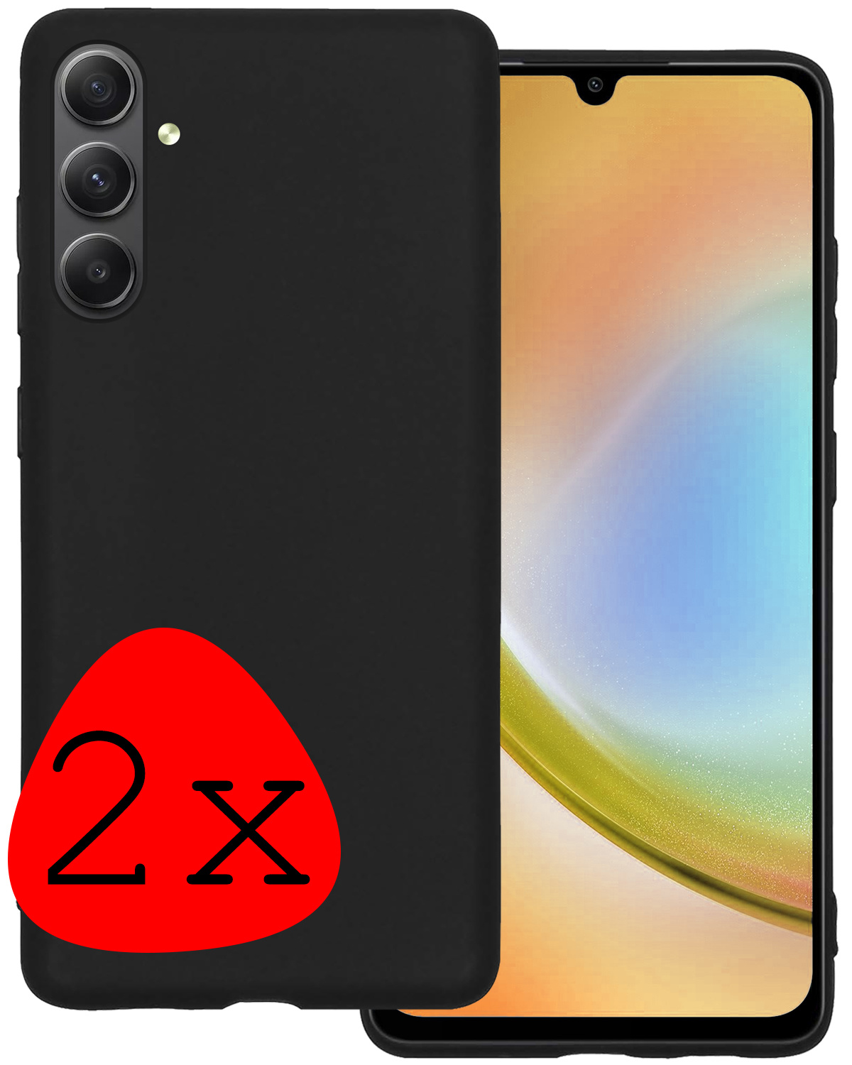 BASEY. Hoes Geschikt voor Samsung A34 Hoesje Siliconen Back Cover Case - Hoesje Geschikt voor Samsung Galaxy A34 Hoes Cover Hoesje - Zwart - 2 Stuks