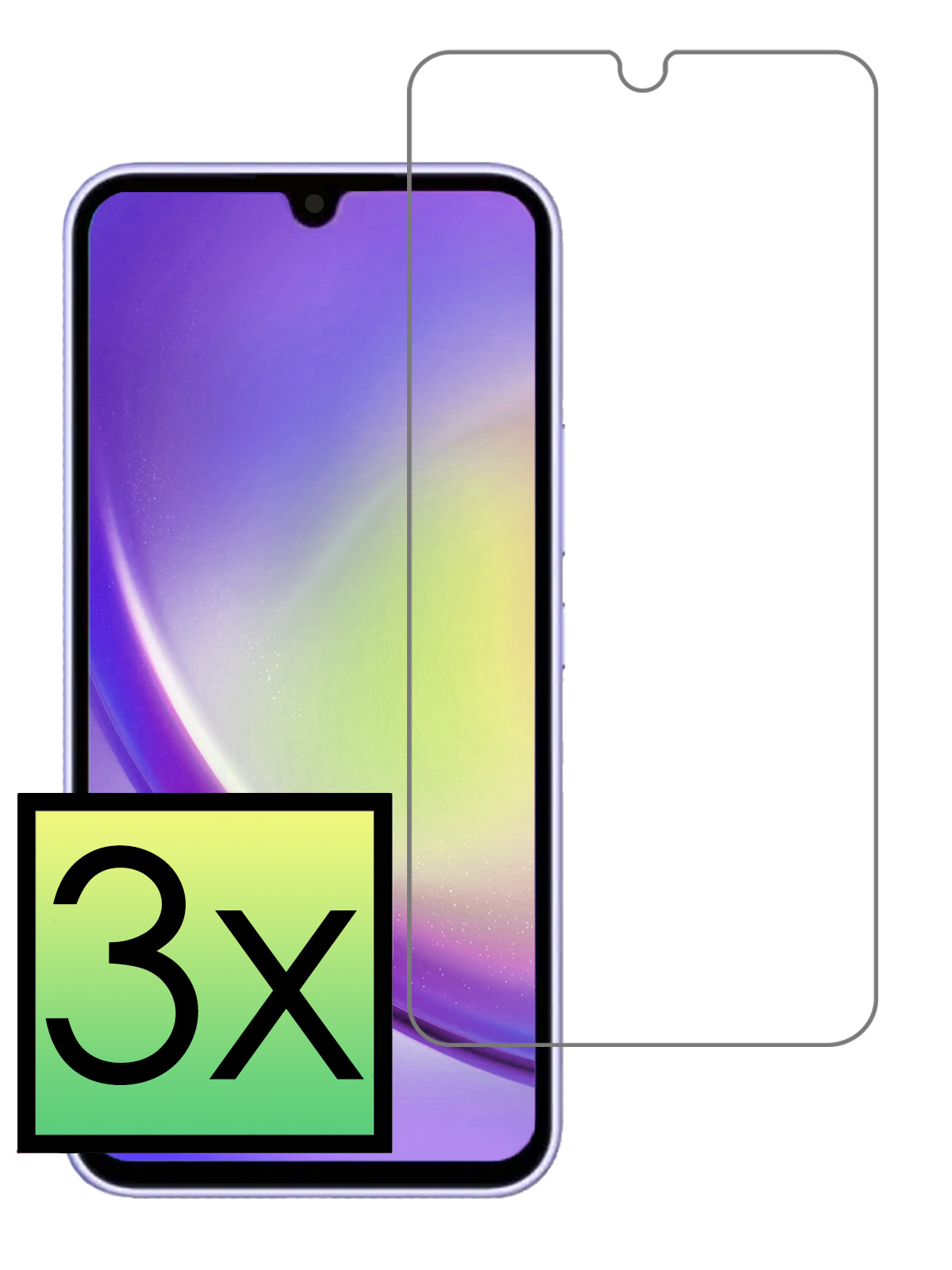 NoXx Screenprotector Geschikt voor Samsung A34 Screenprotector Tempered Glass Gehard Glas Beschermglas - 3x