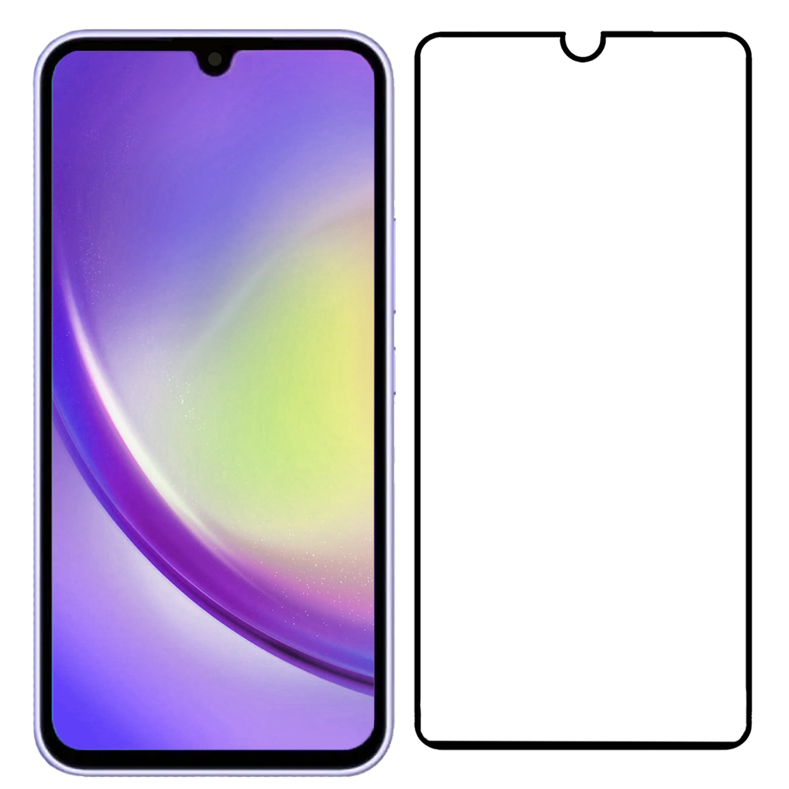 NoXx Screenprotector Geschikt voor Samsung A34 Screenprotector Tempered Glass Gehard Glas Full Cover - 2x
