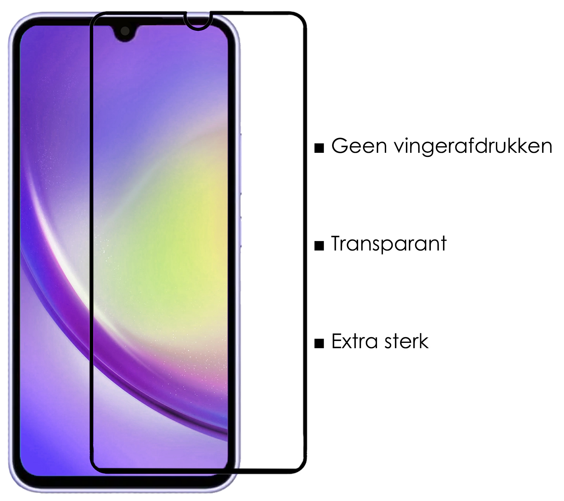 NoXx Screenprotector Geschikt voor Samsung A34 Screenprotector Tempered Glass Gehard Glas Full Cover - 2x