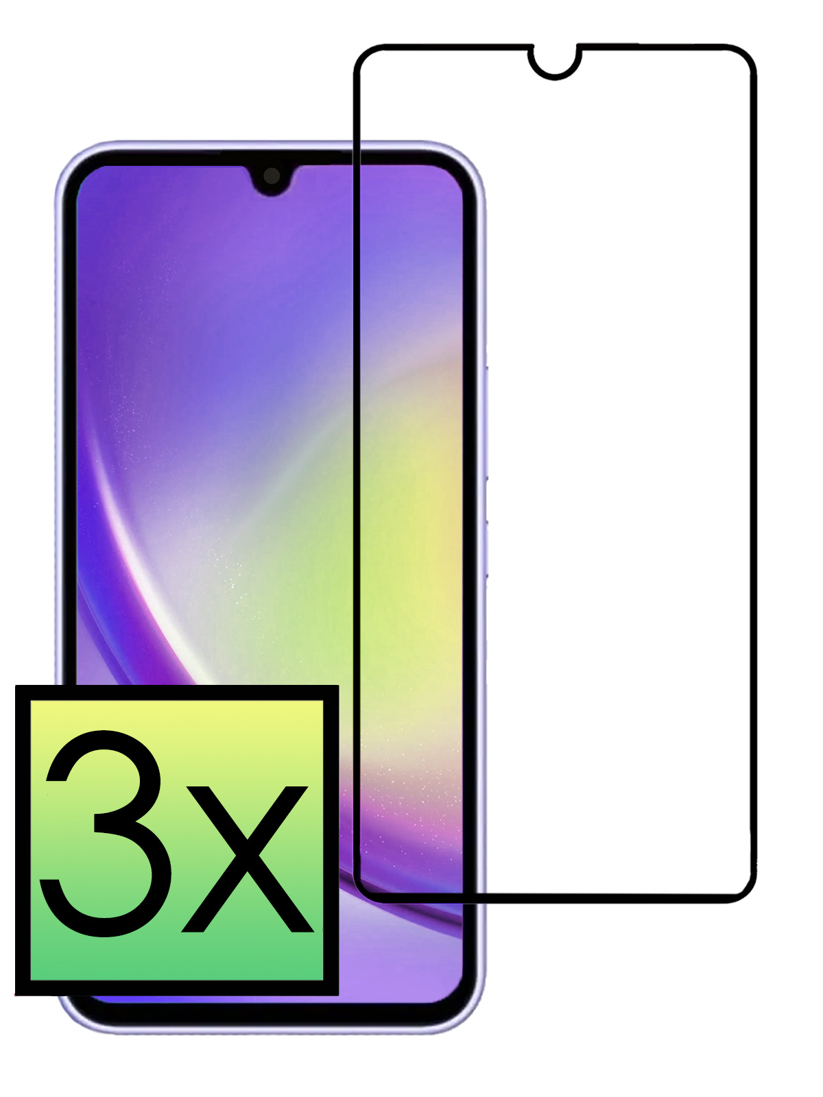 NoXx Screenprotector Geschikt voor Samsung A34 Screenprotector Tempered Glass Gehard Glas Full Cover - 3x