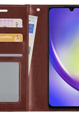 NoXx Hoes Geschikt voor Samsung A34 Hoesje Book Case Hoes Flip Cover Wallet Bookcase - Bruin