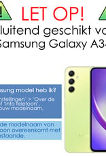 Hoes Geschikt voor Samsung A34 Hoesje Book Case Hoes Flip Cover Wallet Bookcase - Bruin