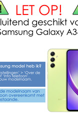Hoes Geschikt voor Samsung A34 Hoesje Book Case Hoes Flip Cover Wallet Bookcase - Donkerblauw