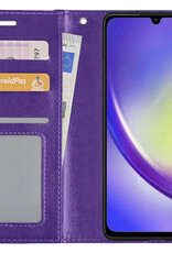 NoXx Hoes Geschikt voor Samsung A34 Hoesje Book Case Hoes Flip Cover Wallet Bookcase - Paars