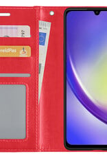Hoes Geschikt voor Samsung A34 Hoesje Book Case Hoes Flip Cover Wallet Bookcase - Rood