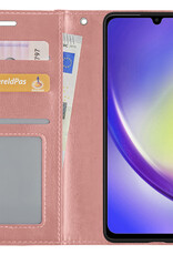 NoXx Hoes Geschikt voor Samsung A34 Hoesje Book Case Hoes Flip Cover Wallet Bookcase - Rosé goud