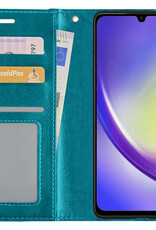NoXx Hoes Geschikt voor Samsung A34 Hoesje Book Case Hoes Flip Cover Wallet Bookcase - Turquoise