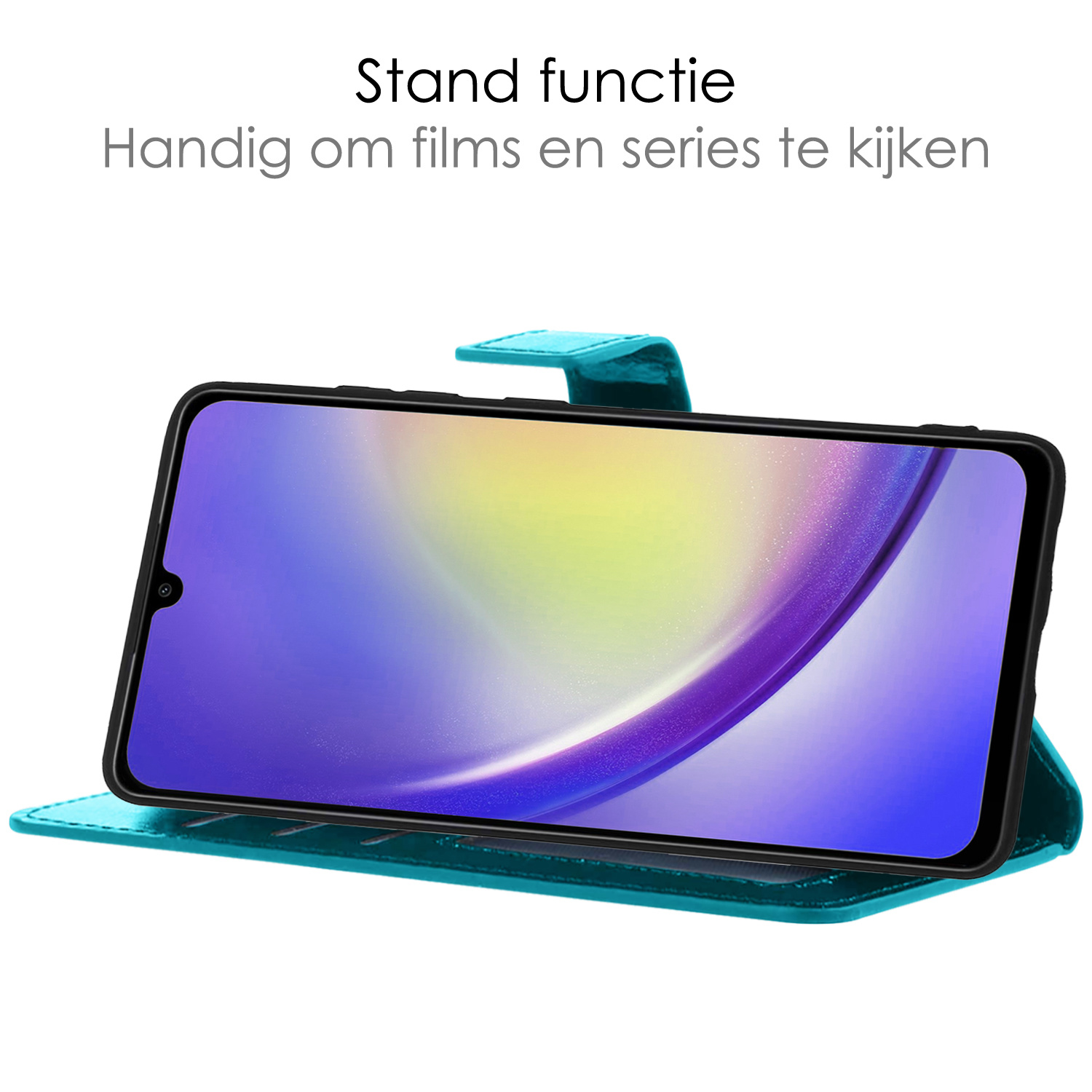 NoXx Hoes Geschikt voor Samsung A34 Hoesje Book Case Hoes Flip Cover Wallet Bookcase - Turquoise