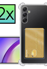NoXx Hoes Geschikt voor Samsung A34 Hoesje Pasjeshouder Cover Shock Proof Case Siliconen Hoes Met Kaarthouder - Transparant - 2x