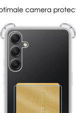 NoXx Hoes Geschikt voor Samsung A34 Hoesje Pasjeshouder Cover Shock Proof Case Siliconen Hoes Met Kaarthouder - Transparant - 2x
