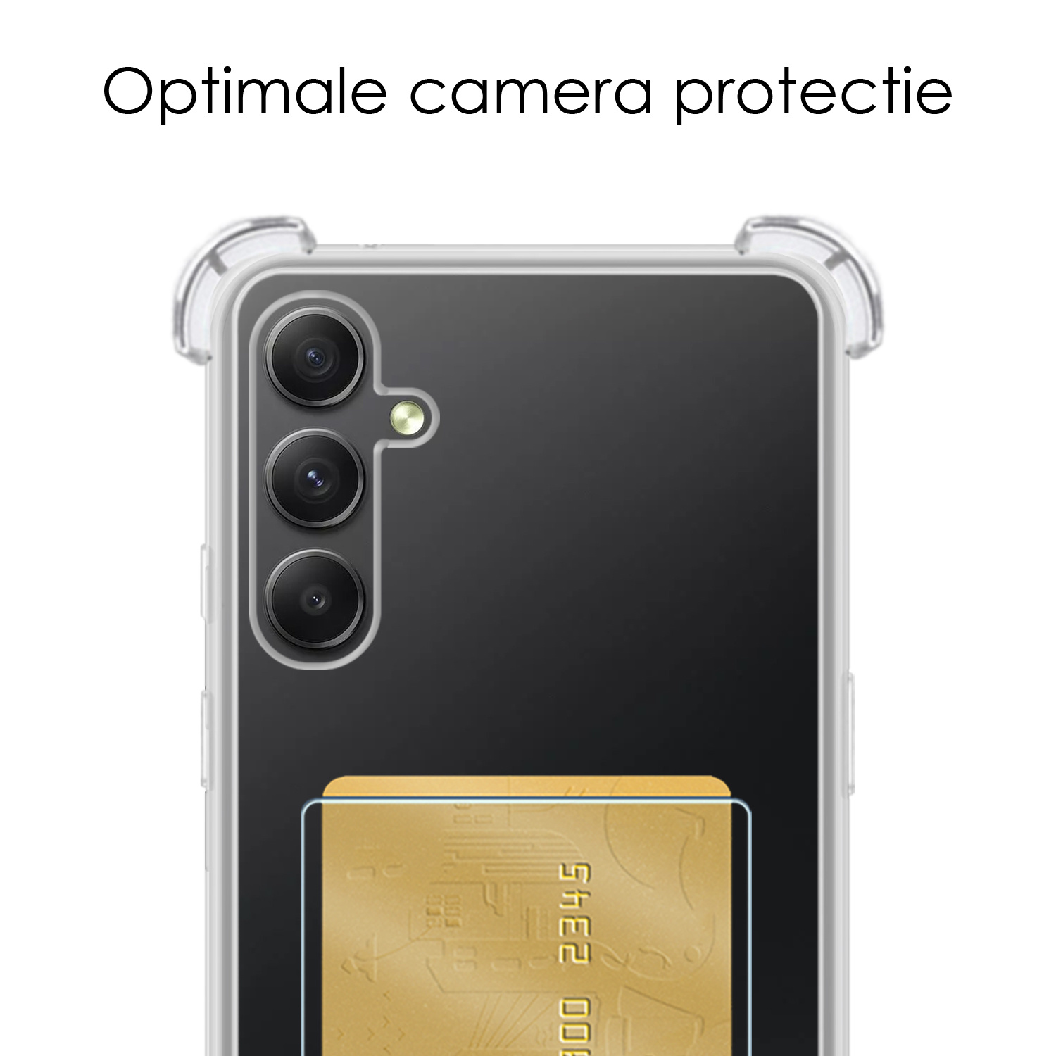 NoXx Hoes Geschikt voor Samsung A34 Hoesje Pasjeshouder Cover Shock Proof Case Siliconen Hoes Met Kaarthouder - Transparant - 2x