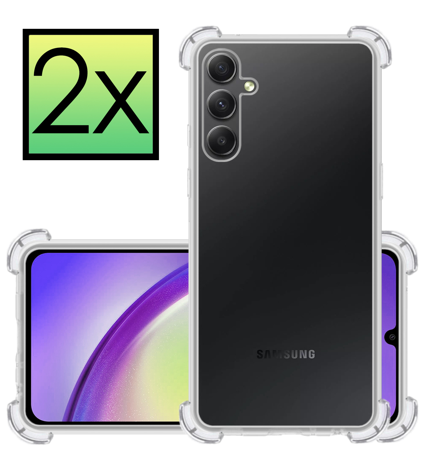 NoXx Hoes Geschikt voor Samsung A34 Hoesje Siliconen Cover Shock Proof Back Case Shockproof Hoes - Transparant - 2x