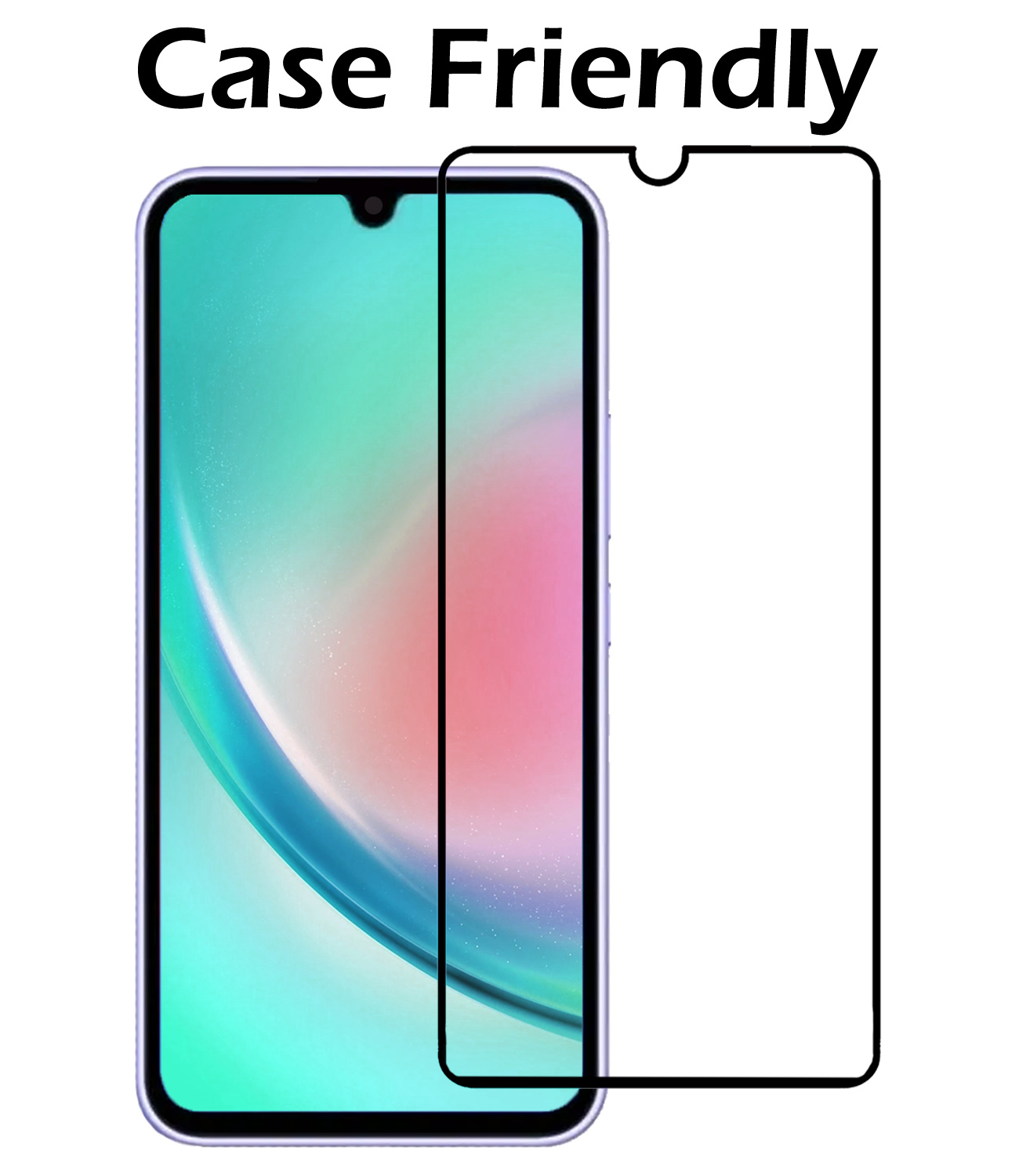 Nomfy Screenprotector Geschikt voor Samsung A34 Screenprotector Bescherm Glas - Screenprotector Geschikt voor Samsung Galaxy A34 Screen Protector Tempered Glass Full Screen Full Cover - 2 PACK