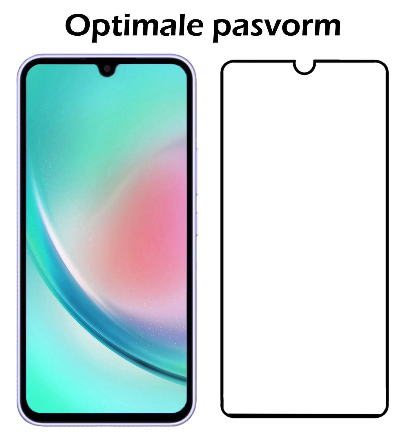 Nomfy Screenprotector Geschikt voor Samsung A34 Screenprotector Bescherm Glas - Screenprotector Geschikt voor Samsung Galaxy A34 Screen Protector Tempered Glass Full Screen Full Cover - 2 PACK