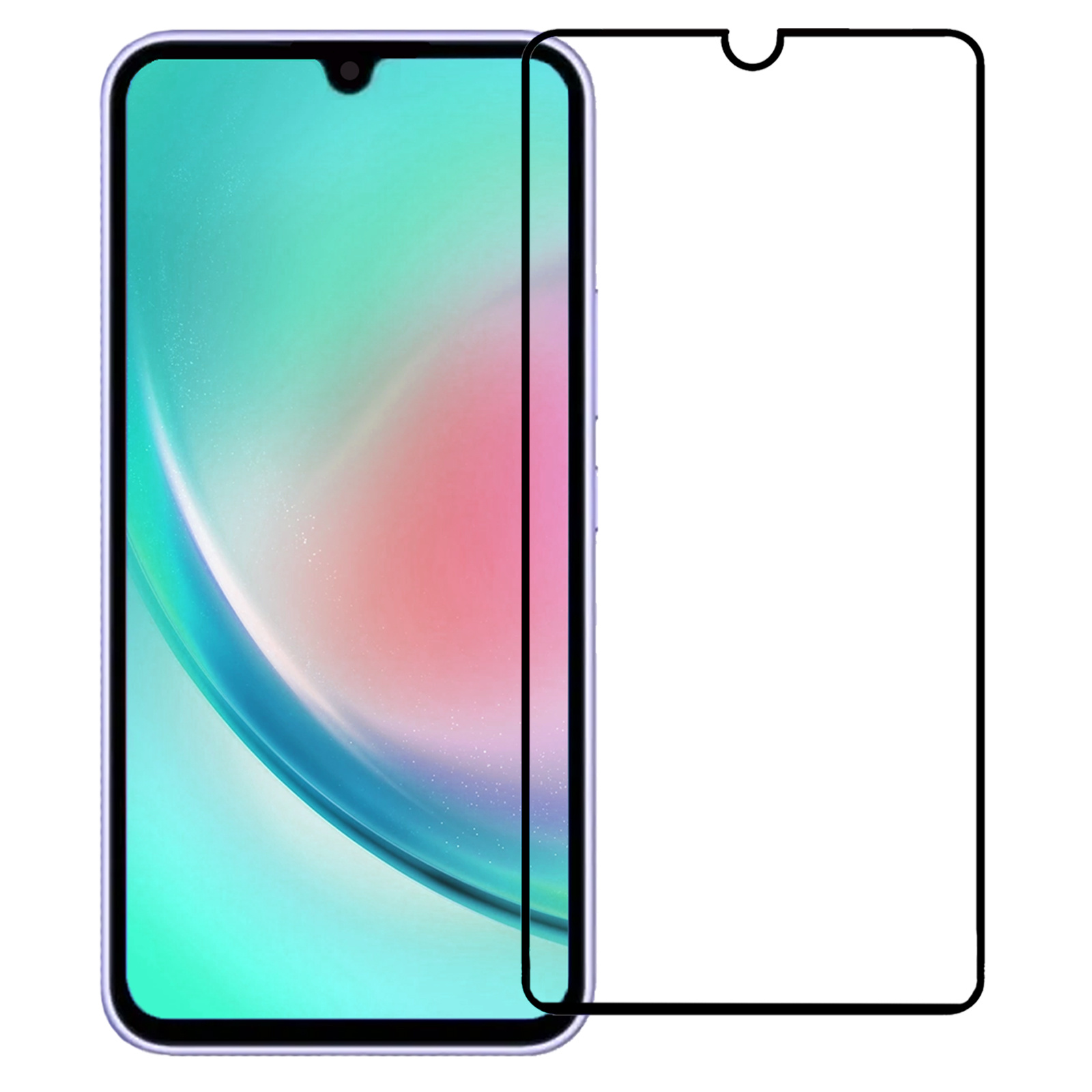 Nomfy Screenprotector Geschikt voor Samsung A34 Screenprotector Bescherm Glas - Screenprotector Geschikt voor Samsung Galaxy A34 Screen Protector Tempered Glass Full Screen Full Cover - 2 PACK