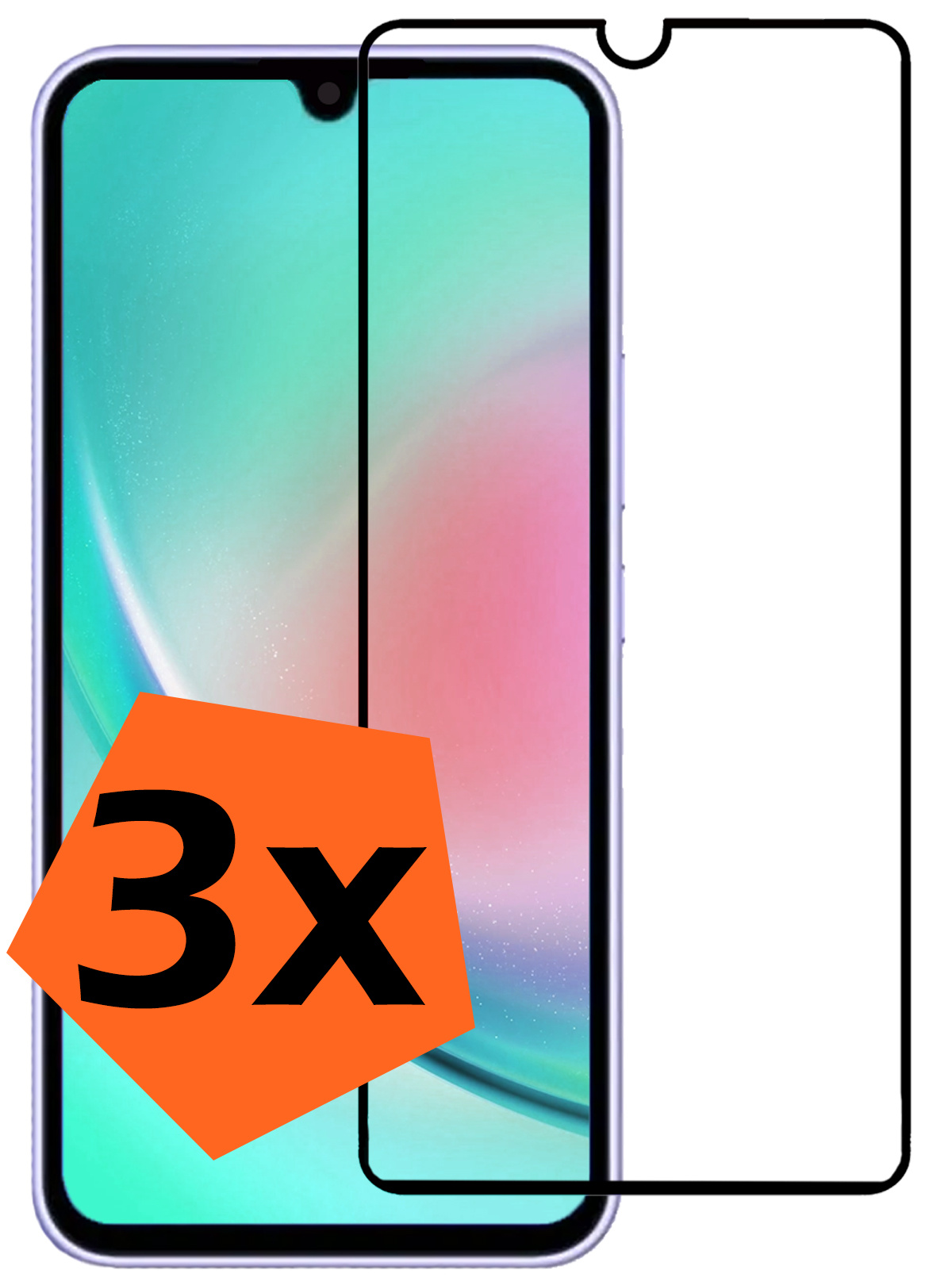 Nomfy Screenprotector Geschikt voor Samsung A34 Screenprotector Bescherm Glas - Screenprotector Geschikt voor Samsung Galaxy A34 Screen Protector Tempered Glass Full Screen Full Cover - 3 PACK