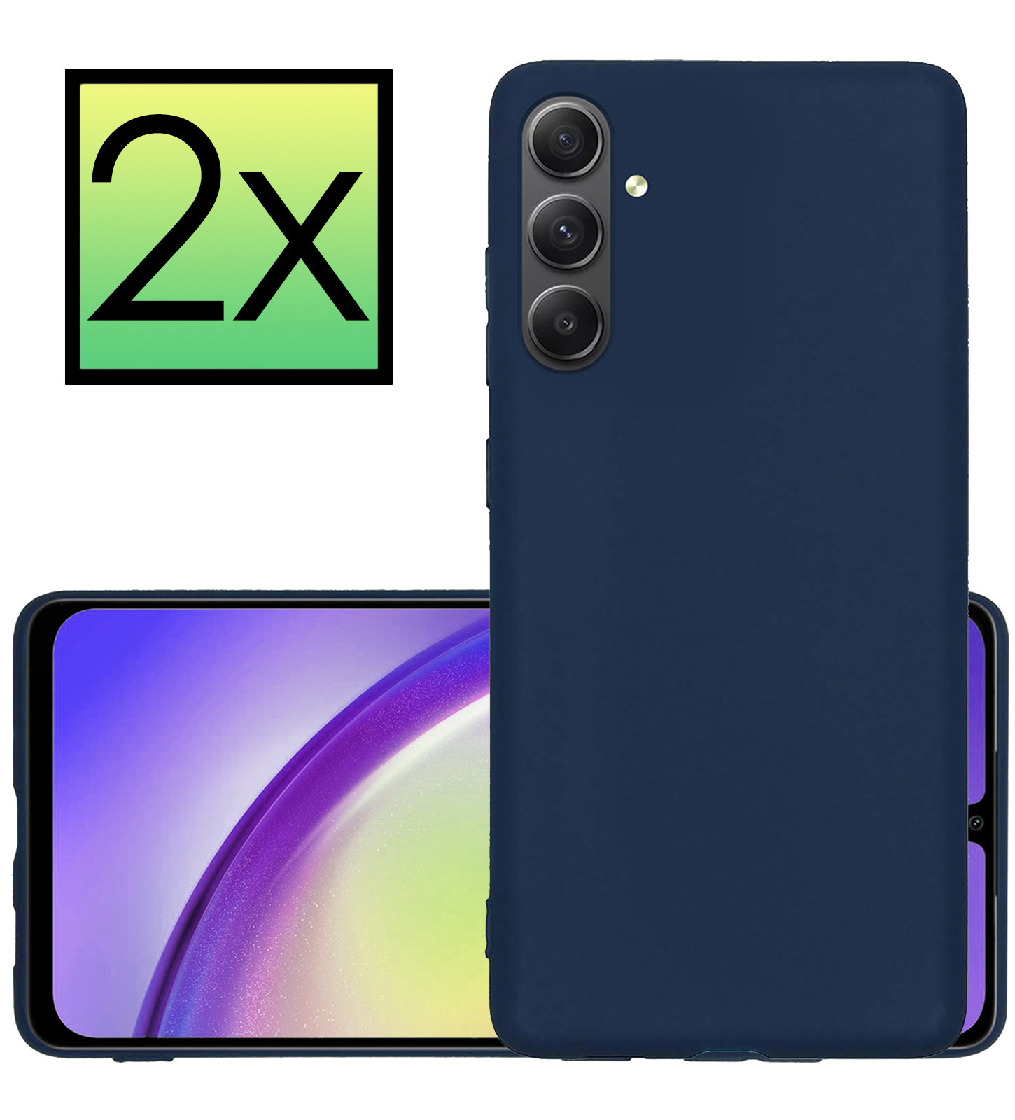 NoXx Hoes Geschikt voor Samsung A34 Hoesje Cover Siliconen Back Case Hoes - Donkerblauw - 2x