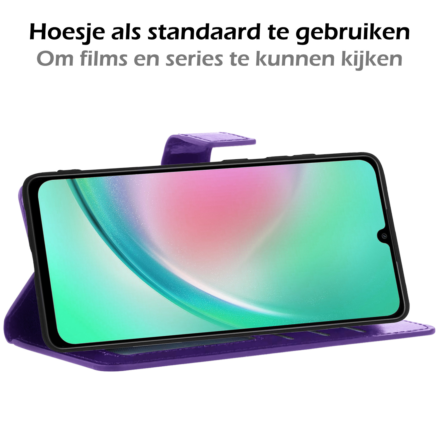 Hoesje Geschikt voor Samsung A34 Hoes Bookcase Flipcase Book Cover - Hoes Geschikt voor Samsung Galaxy A34 Hoesje Book Case - Paars
