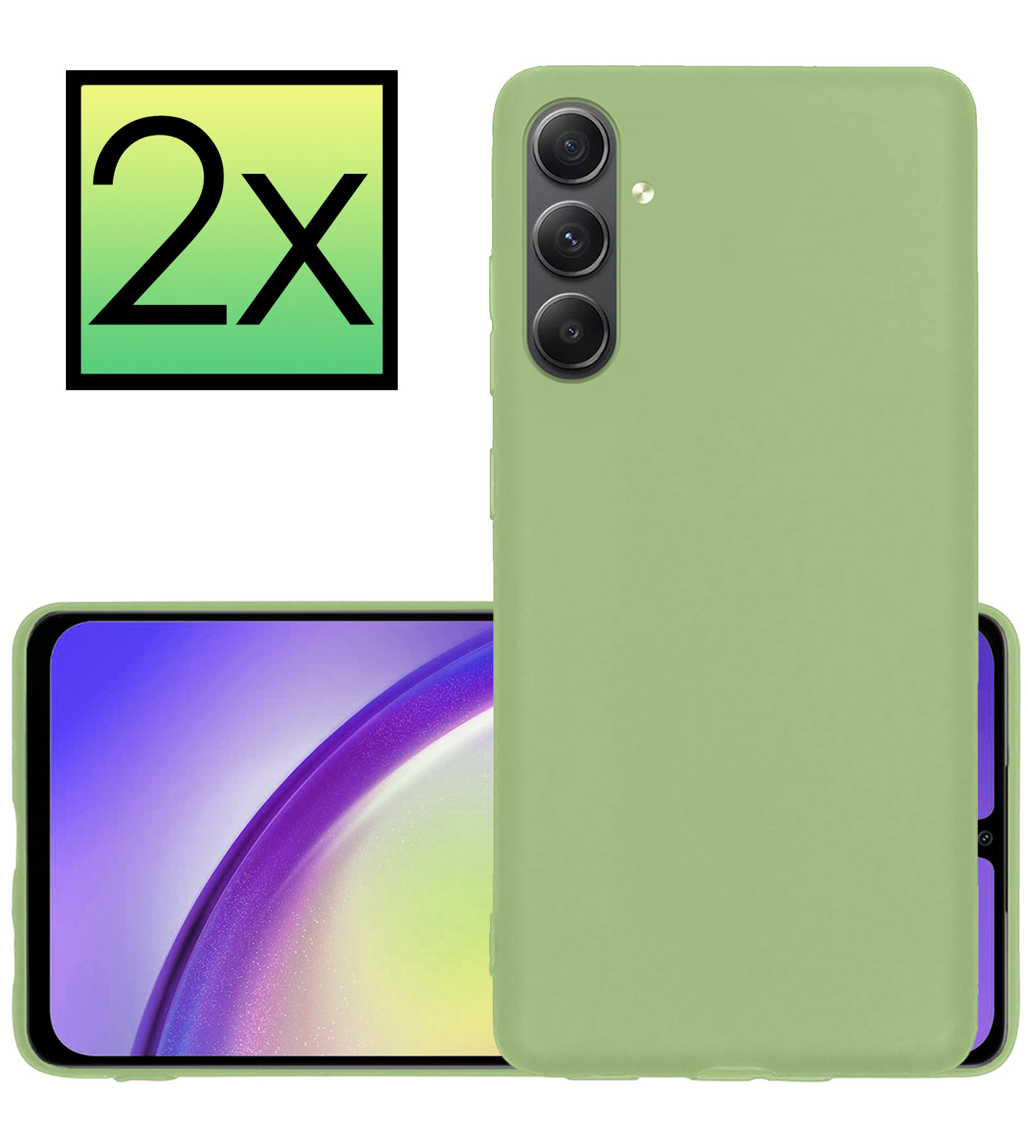 NoXx Hoes Geschikt voor Samsung A34 Hoesje Cover Siliconen Back Case Hoes - Groen - 2x