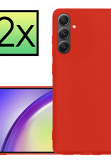 NoXx Hoes Geschikt voor Samsung A34 Hoesje Cover Siliconen Back Case Hoes - Rood - 2x