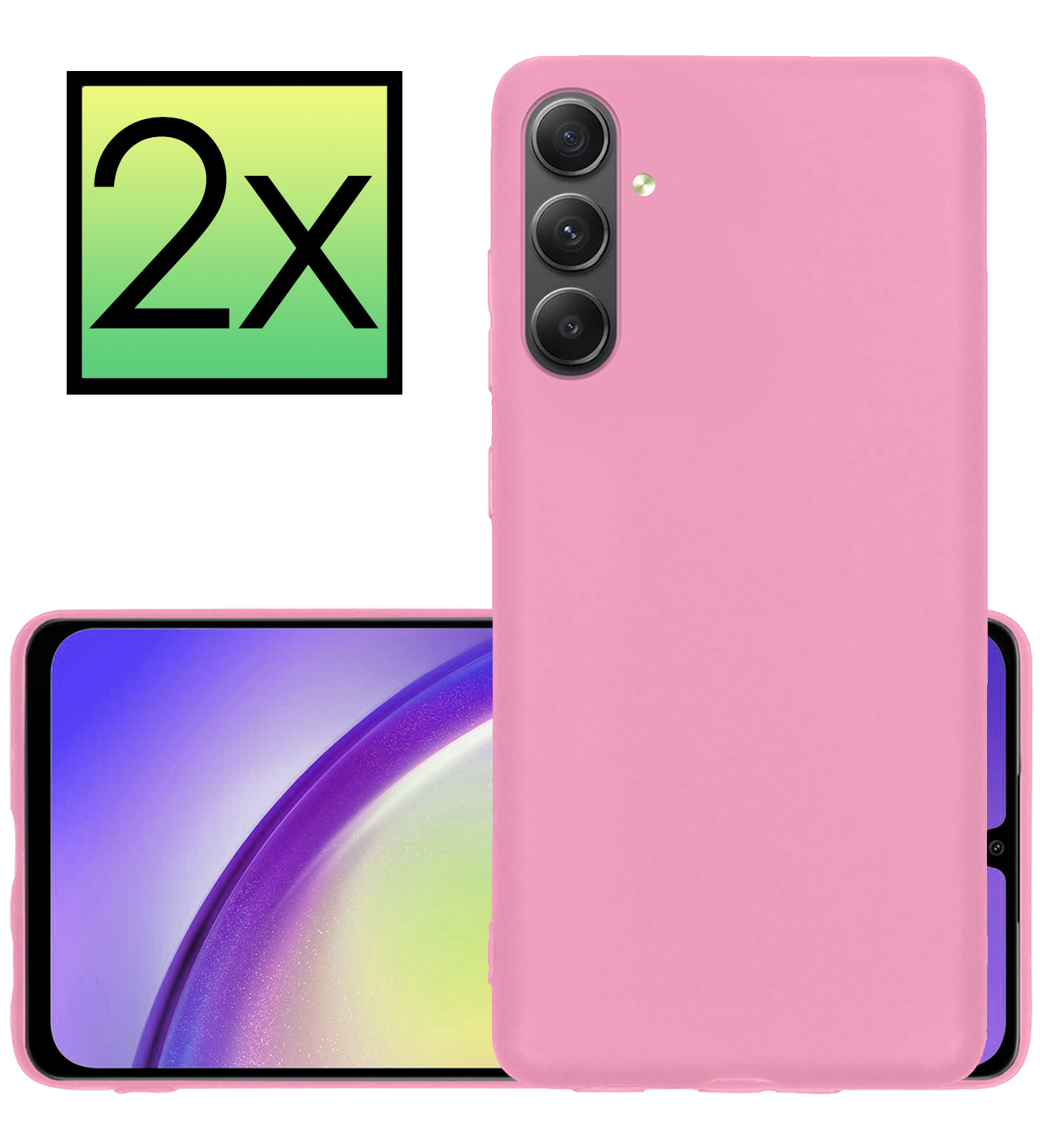 Samsung Galaxy A34 Hoesje Back Cover Siliconen Case Hoes - Licht Roze - 2x