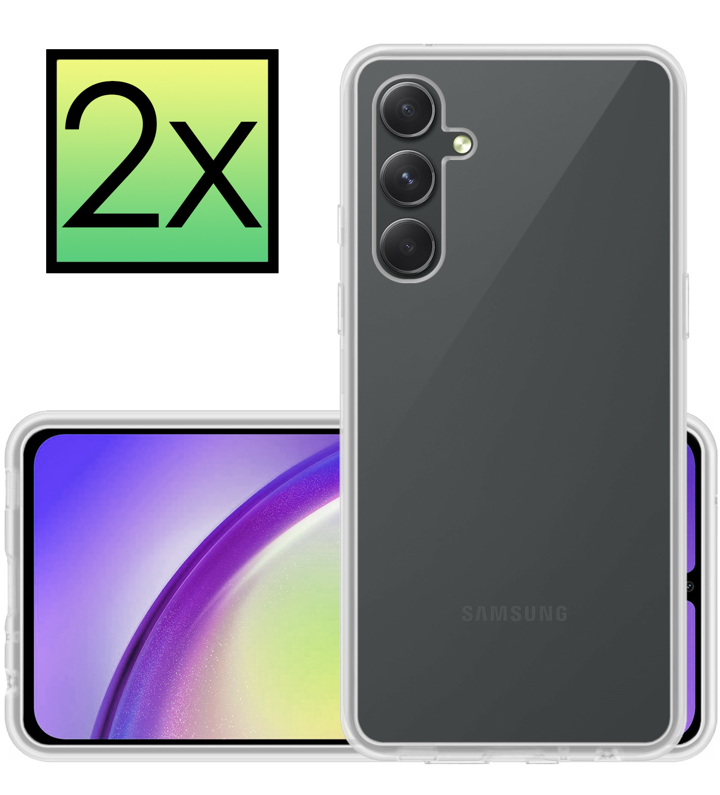 NoXx Hoes Geschikt voor Samsung A34 Hoesje Cover Siliconen Back Case Hoes - Transparant - 2x